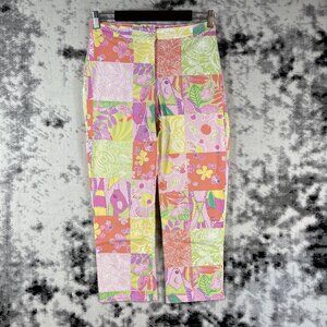 Vintage Lilly Pulitzer Pants Womens Size 4 Floral Colorblock Cotton‎ Stretch